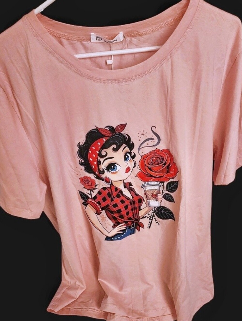 Crystal Graphic Tee With Retro Rosie Girl